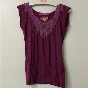 Sweetees Plum Lace Accent Women's tee Y2K